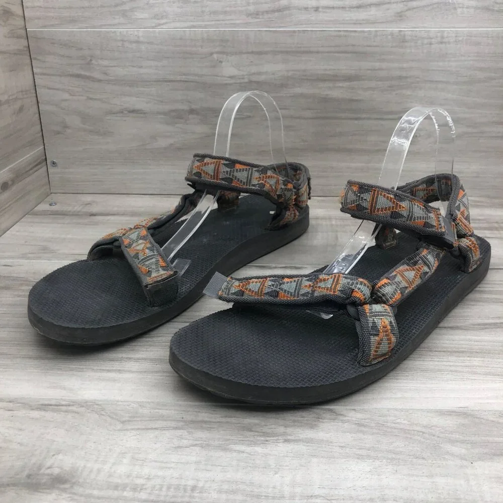 Teva Sandals Mens 13 Original Gray Nylon Webbing Hook and Loop Outdoor Shoes